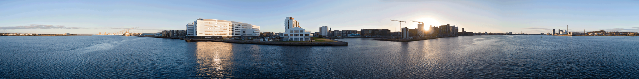 panorama foto af aalborg havnefront ved Beddingen. Af fotograf Jan Høst-Aaris / Sipureco PR og kommunikation i Nordjylland