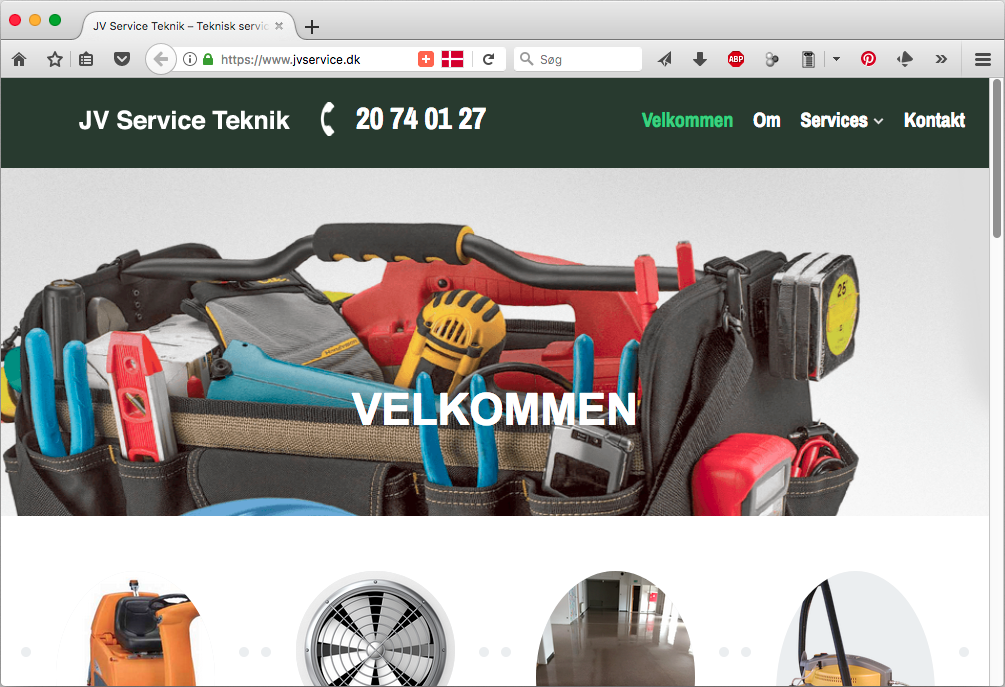 Nyt website og webdesign til JV Service Teknik